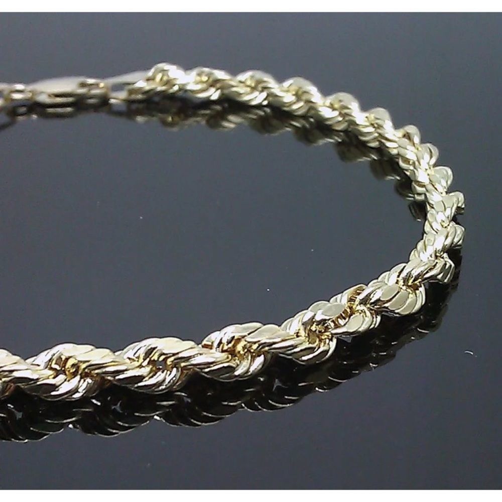 NWT Real Gold Men's Thick Rope Bracelet 9 Inches - Picture 3 of 4